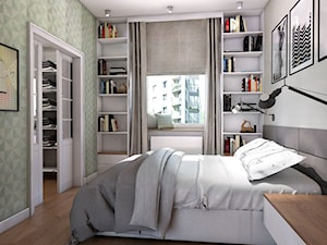 Mieszkanie Gdynia Apartamenty na Polanie - Mała szara sypialnia z garderobą, styl skandynawski - zdjęcie od Inka Studio