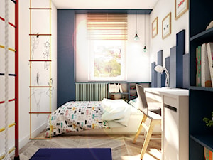 Nowoczesne mieszkanie w starym bloku- to możliwe - Średni biały niebieski pokój dziecka dla dziecka dla nastolatka dla chłopca dla dziewczynki, styl nowoczesny - zdjęcie od Inka Studio