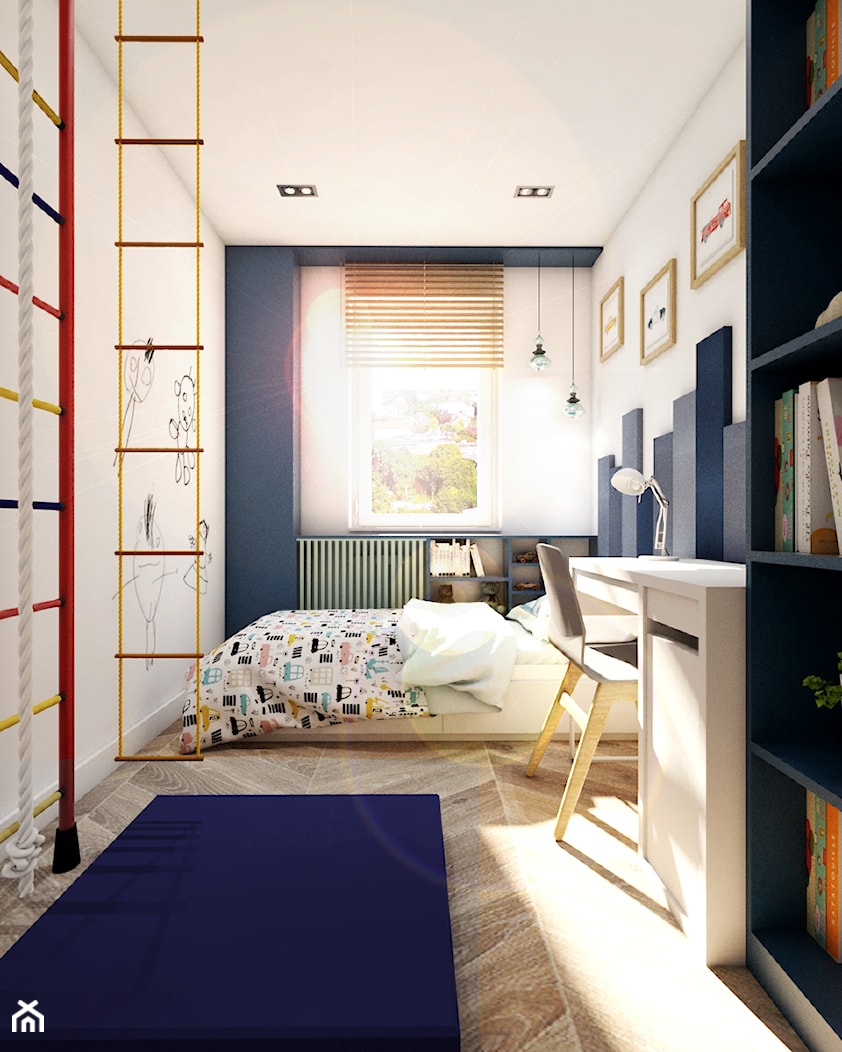 Nowoczesne mieszkanie w starym bloku- to możliwe - Średni biały niebieski pokój dziecka dla dziecka dla nastolatka dla chłopca dla dziewczynki, styl nowoczesny - zdjęcie od Inka Studio - Homebook