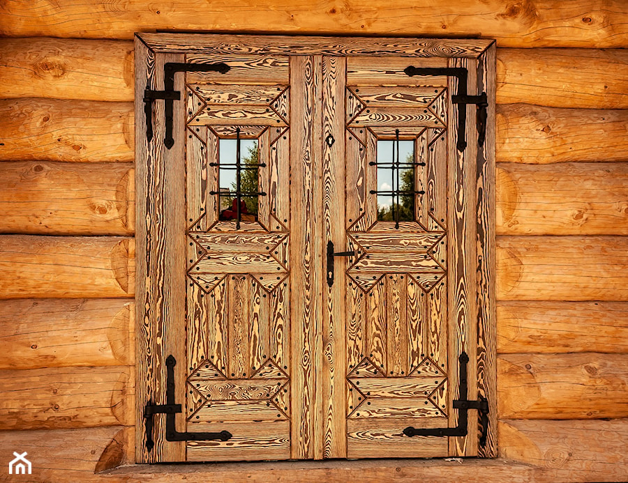 Podwójne drzwi drewniane do karczmy-rustykalne -kowalstwo artystyczne - zdjęcie od STOLARSTWORUSTYKALNE.COM.PL - DRZWI RUSTYKALNE