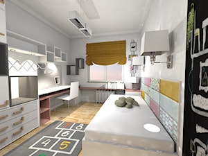 mieszkanie w Pruszkowie - Średni szary pokój dziecka dla nastolatka dla dziewczynki - zdjęcie od architekt wnętrz Monika Kilińska