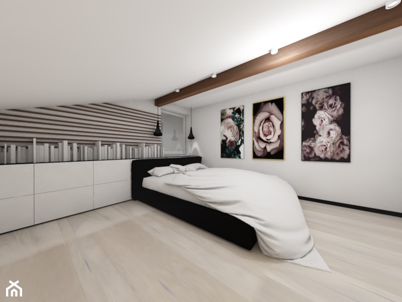 Poddasze w domu jednorodzinnym - Sypialnia, styl minimalistyczny - zdjęcie od architekt wnętrz Monika Kilińska - Homebook