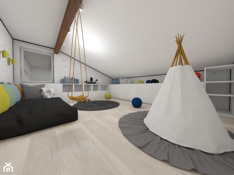 Poddasze w domu jednorodzinnym - Pokój dziecka, styl minimalistyczny - zdjęcie od architekt wnętrz Monika Kilińska