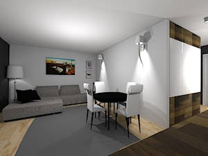 mieszkanie w Pruszkowie - Duży czarny szary salon z jadalnią, styl tradycyjny - zdjęcie od architekt wnętrz Monika Kilińska