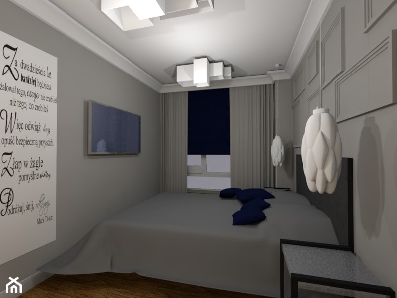 mieszkanie w Warszawie - Mała szara sypialnia, styl glamour - zdjęcie od architekt wnętrz Monika Kilińska