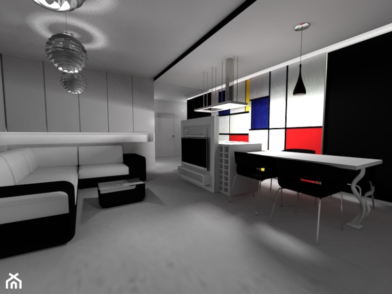 mieszkanie z ukrytą kuchnią - Salon, styl nowoczesny - zdjęcie od architekt wnętrz Monika Kilińska