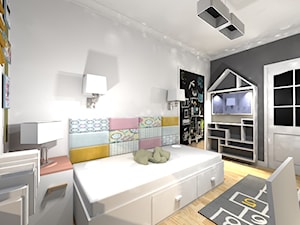 mieszkanie w Pruszkowie - Średni czarny szary pokój dziecka dla dziecka dla nastolatka dla dziewczynki - zdjęcie od architekt wnętrz Monika Kilińska