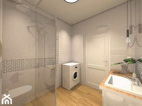 Aranżacje wnętrz - Łazienka: biała łazienka z drewnem - Projektowanie Wnętrz Katarzyna Kapuscinska. Przeglądaj, dodawaj i zapisuj najlepsze zdjęcia, pomysły i inspiracje designerskie. W bazie mamy już prawie milion fotografii!