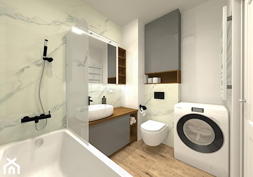 łazienka - Średnia bez okna z pralką / suszarką z lustrem łazienka, styl nowoczesny - zdjęcie od Projektowanie Wnętrz Katarzyna Kapuscinska