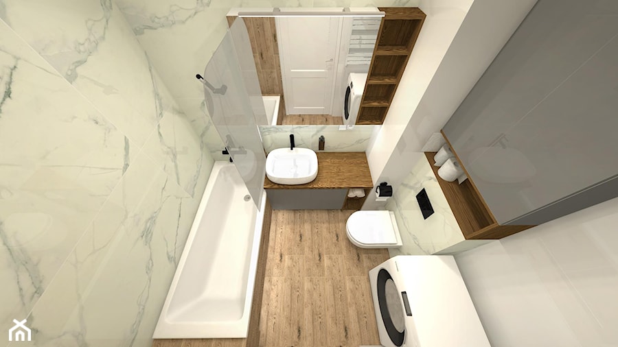 łazienka - Mała bez okna z pralką / suszarką łazienka, styl nowoczesny - zdjęcie od Projektowanie Wnętrz Katarzyna Kapuscinska