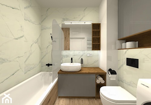 łazienka - Mała bez okna z pralką / suszarką z lustrem łazienka, styl nowoczesny - zdjęcie od Projektowanie Wnętrz Katarzyna Kapuscinska