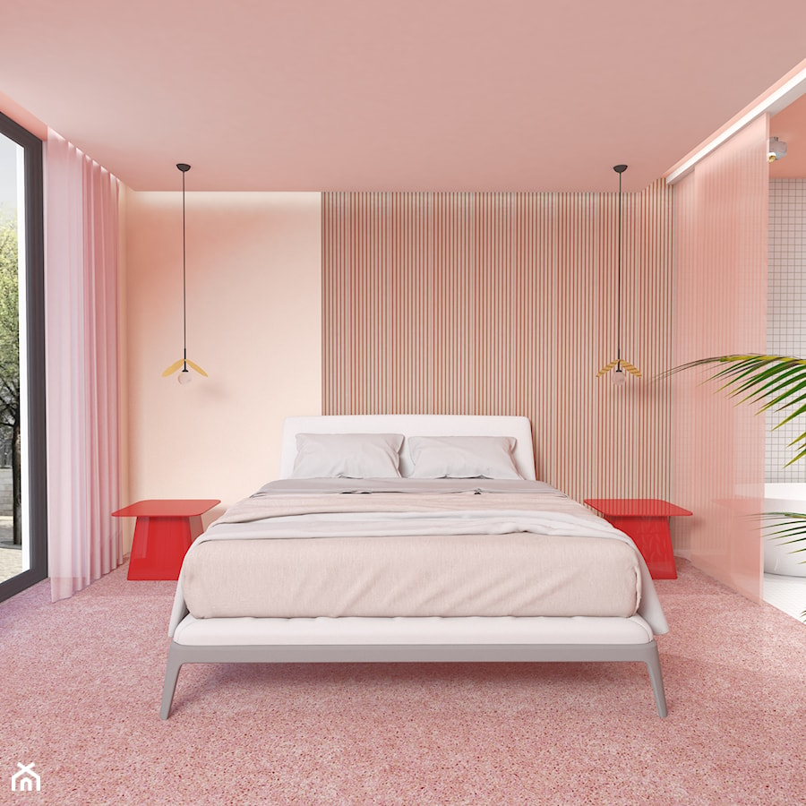 Różowa sypialnia - Sypialnia, styl nowoczesny - zdjęcie od Isla Interiors