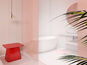 Różowa sypialnia - Sypialnia z łazienką, styl nowoczesny - zdjęcie od Isla Interiors