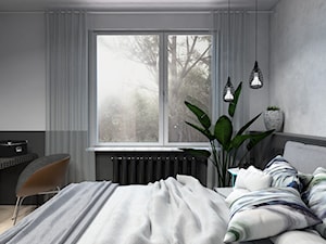 Nastrojowa sypialnia - Mała szara z biurkiem sypialnia, styl nowoczesny - zdjęcie od Isla Interiors