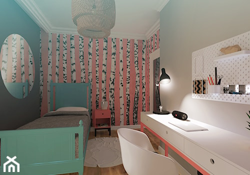 Pokój koralowy dla nastolatki - zdjęcie od SKOG Łucja Zielińska Projektowanie Wnętrz