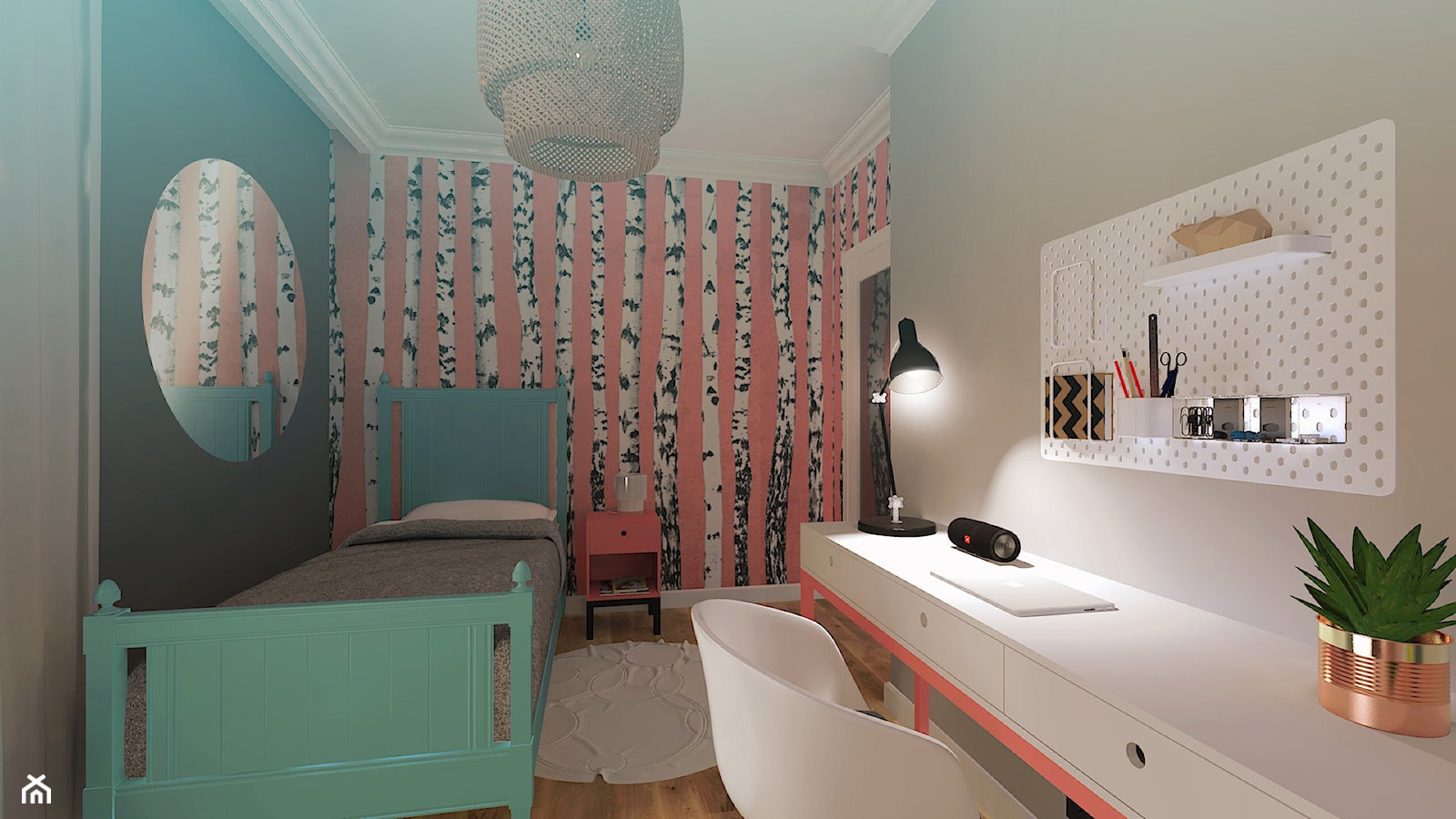 Pokój koralowy dla nastolatki - zdjęcie od SKOG Łucja Zielińska Projektowanie Wnętrz - Homebook