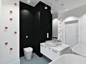 Pastelowe mieszkanie dla dwojga. - Średnia bez okna z lustrem z punktowym oświetleniem łazienka, styl nowoczesny - zdjęcie od SKOG Łucja Zielińska Projektowanie Wnętrz