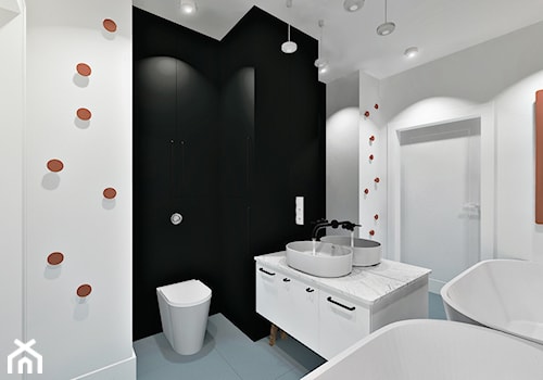 Pastelowe mieszkanie dla dwojga. - Średnia bez okna z lustrem z punktowym oświetleniem łazienka, styl nowoczesny - zdjęcie od SKOG Łucja Zielińska Projektowanie Wnętrz