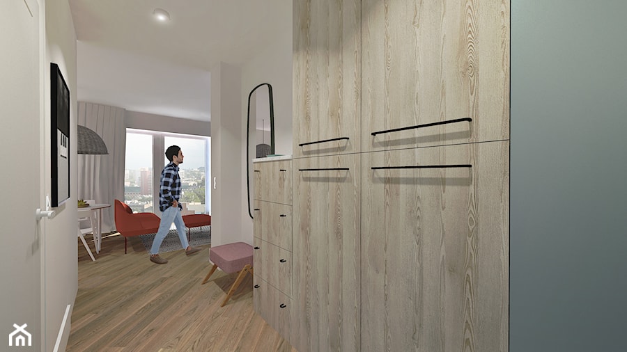 Pastelowe mieszkanie dla dwojga. - Hol / przedpokój, styl nowoczesny - zdjęcie od SKOG Łucja Zielińska Projektowanie Wnętrz