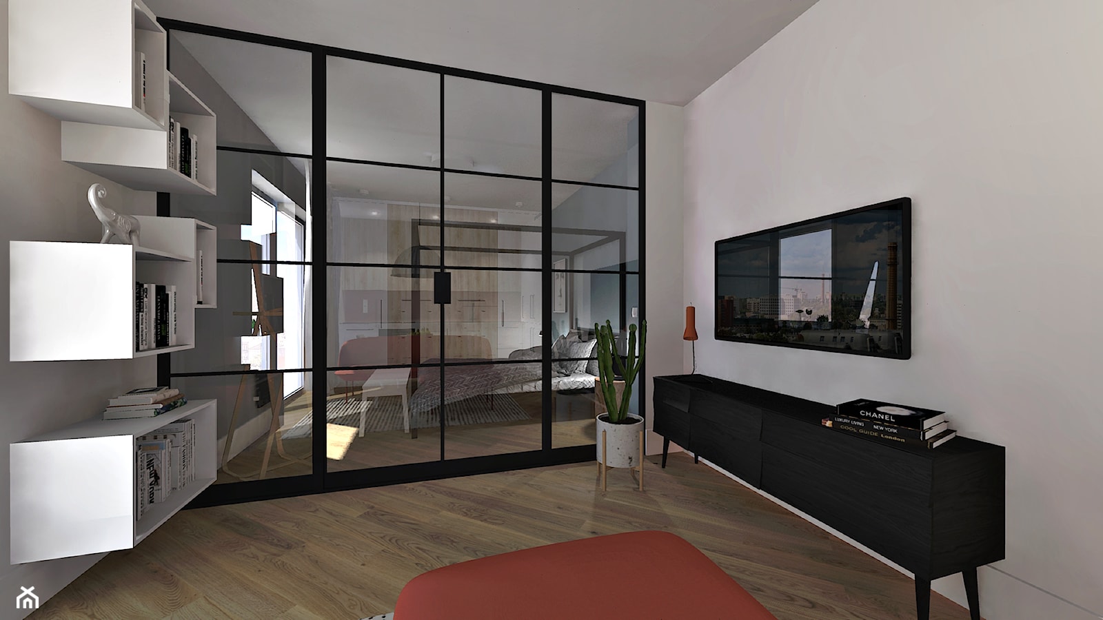 Pastelowe mieszkanie dla dwojga. - Sypialnia, styl nowoczesny - zdjęcie od SKOG Łucja Zielińska Projektowanie Wnętrz - Homebook