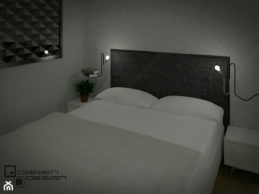 Projekt wnętrza mieszkania w bloku - Średnia szara sypialnia, styl nowoczesny - zdjęcie od Darien Design