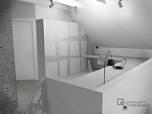 Projekt wnętrza domu jednorodzinnego z poddaszem użytkowym - Biuro, styl minimalistyczny - zdjęcie od Darien Design