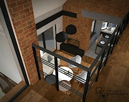 Projekt wnętrza domu jednorodzinnego - Średni czarny salon z jadalnią z antresolą, styl industrialn ... - zdjęcie od Darien Design - Homebook