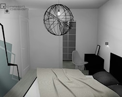 Projekt wnętrza domu jednorodzinnego z poddaszem użytkowym - Mała szara z biurkiem sypialnia, styl ... - zdjęcie od Darien Design - Homebook