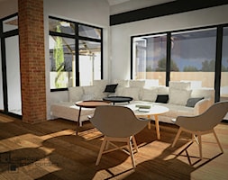 Projekt wnętrza domu jednorodzinnego - Średni biały salon z jadalnią, styl industrialny - zdjęcie od Darien Design - Homebook