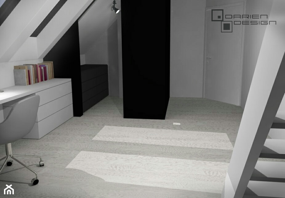 Projekt wnętrza domu jednorodzinnego z poddaszem użytkowym - Średni czarny szary pokój dziecka dla n ... - zdjęcie od Darien Design - Homebook