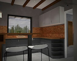 Projekt wnętrza domu jednorodzinnego - Średnia zamknięta szara z zabudowaną lodówką z nablatowym zle ... - zdjęcie od Darien Design - Homebook