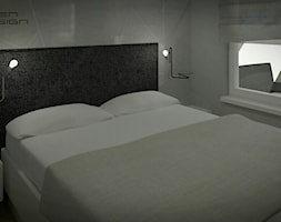 Projekt wnętrza mieszkania w bloku - Mała szara sypialnia, styl nowoczesny - zdjęcie od Darien Design - Homebook