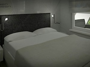 Projekt wnętrza mieszkania w bloku - Mała szara sypialnia, styl nowoczesny - zdjęcie od Darien Design