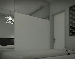 Projekt wnętrza mieszkania w bloku - Mała szara sypialnia, styl nowoczesny - zdjęcie od Darien Design - Homebook