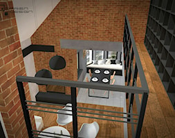 Projekt wnętrza domu jednorodzinnego - Średnia szara jadalnia jako osobne pomieszczenie, styl indus ... - zdjęcie od Darien Design - Homebook