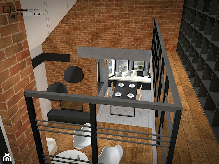 Projekt wnętrza domu jednorodzinnego - Średnia szara jadalnia jako osobne pomieszczenie, styl industrialny - zdjęcie od Darien Design
