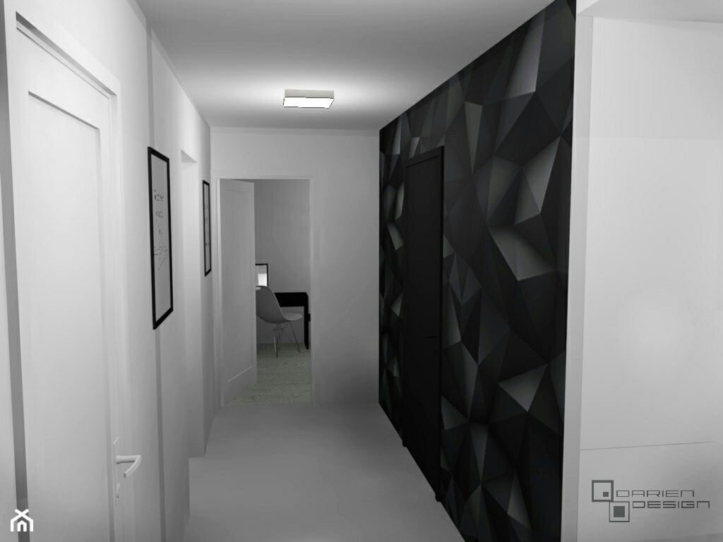 Projekt wnętrza domu jednorodzinnego z poddaszem użytkowym - Hol / przedpokój, styl minimalistyczny - zdjęcie od Darien Design - Homebook