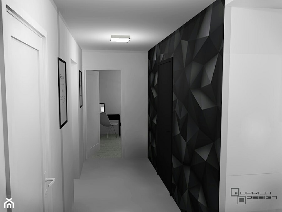 Projekt wnętrza domu jednorodzinnego z poddaszem użytkowym - Hol / przedpokój, styl minimalistyczny - zdjęcie od Darien Design