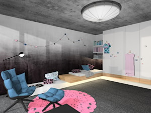 Pokój dorastającej nastolatki - Duży biały czarny pokój dziecka dla dziecka dla nastolatka dla dziewczynki - zdjęcie od Room no. 7