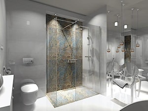 Łazienka 9m2 z użyciem płytki Carpet Vestige - Średnia bez okna z lustrem z punktowym oświetleniem łazienka - zdjęcie od MG Design