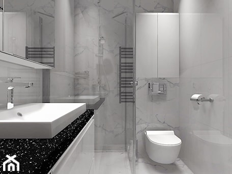 Aranżacje wnętrz - Łazienka: Biała łazienka z prysznicem - MG Design. Przeglądaj, dodawaj i zapisuj najlepsze zdjęcia, pomysły i inspiracje designerskie. W bazie mamy już prawie milion fotografii!