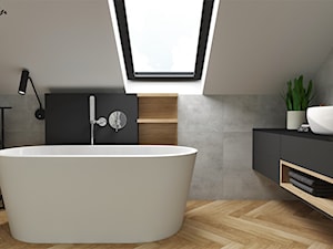 Łazienka prywatna na poddaszu z prysznicem i wanną wolnostojącą - zdjęcie od MG Design
