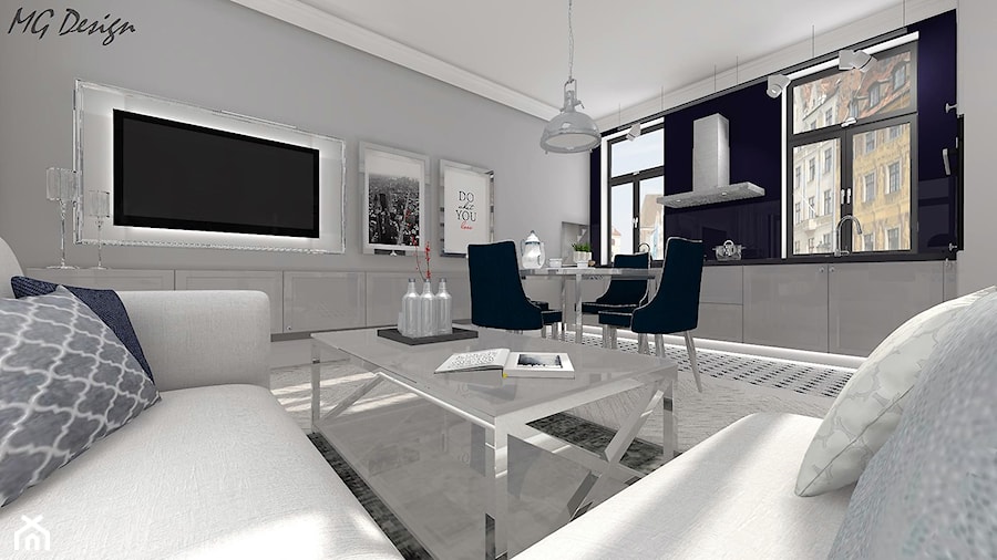 Salon z kuchnią - zdjęcie od MG Design