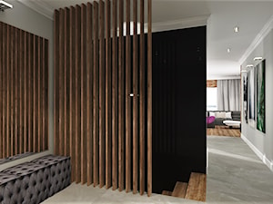 Mieszkanie na poddaszu w Opolskim - Duży czarny szary hol / przedpokój, styl glamour - zdjęcie od MG Design