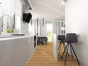 Dom w Walidrogach - Mała otwarta biała z zabudowaną lodówką kuchnia jednorzędowa z oknem, styl nowoczesny - zdjęcie od MG Design