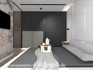 Dom w Lędzinach - Średnia biała czarna sypialnia, styl nowoczesny - zdjęcie od MG Design