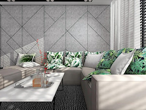 Salon z dekoracyjną ścianą TV - zdjęcie od MG Design