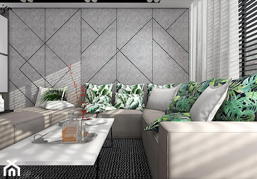 Salon z dekoracyjną ścianą TV - zdjęcie od MG Design