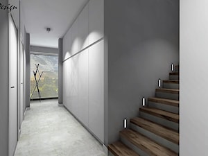 Dom w Lędzinach - Duży z wieszakiem szary hol / przedpokój, styl nowoczesny - zdjęcie od MG Design