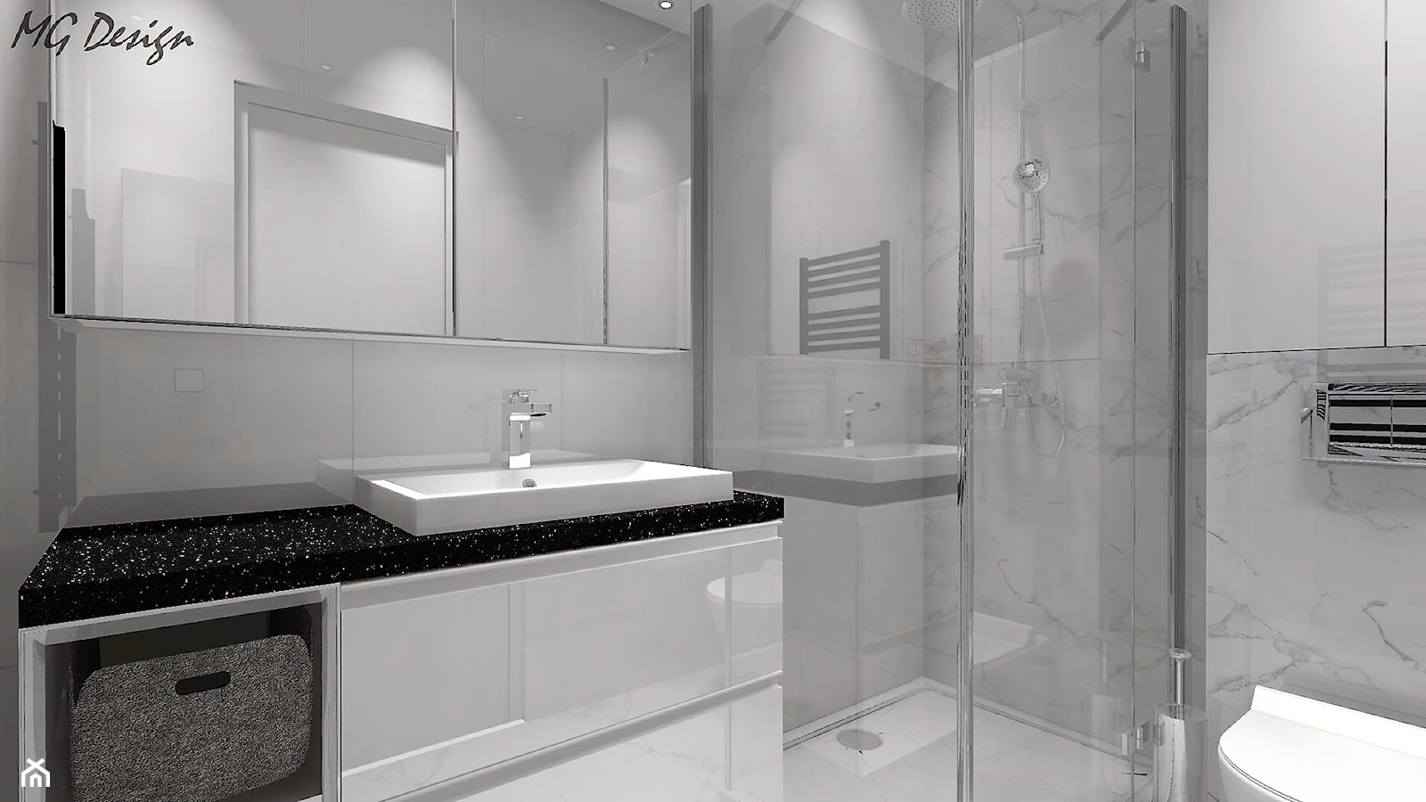 Biała łazienka z prysznicem - zdjęcie od MG Design - Homebook